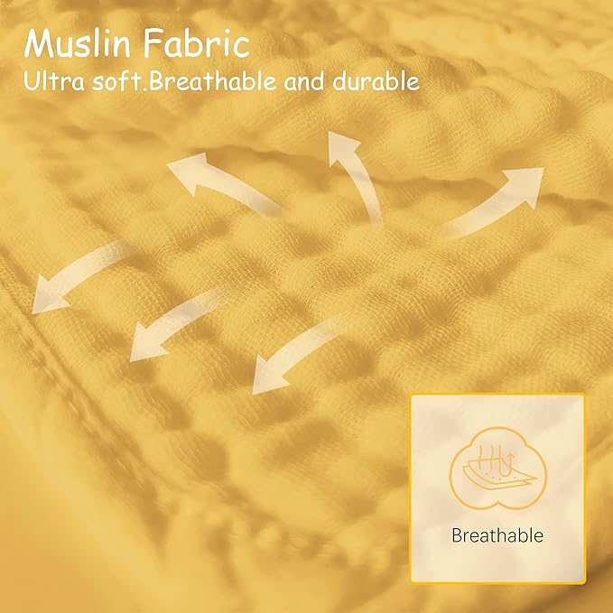 Lovely Care 12 Pack Muslin Burp Cloths 100% Cotton Muslin Cloths Large 20''x10'' Extra Soft and Absorbent Baby Burping Cloth - Honey