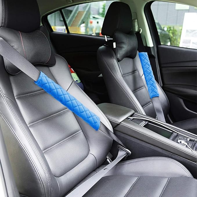 Tatuo 4 Pack Seat Belt Cover Extra Long Seat Belt Pads for Car Soft Comfort Shoulder Strap Covers Harness Pads Helps Protect Your Neck and Shoulder(10.6 Inch,Blue)