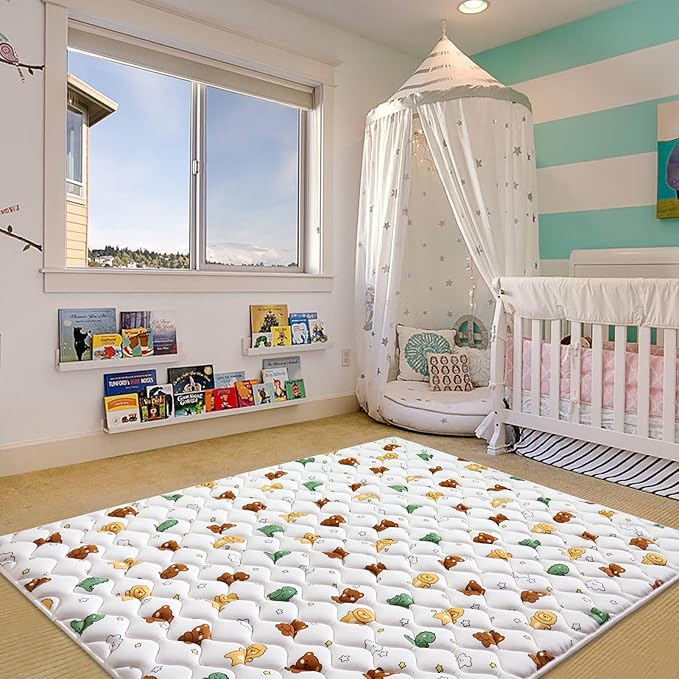 Baby Play Mat 71" X 59", Premium Thicken Foam One-Piece Crawling Mat, Extra Large Non-Slip Cushioned Activity Playmats for Babies, Toddlers, Infants, Play & Tummy Time