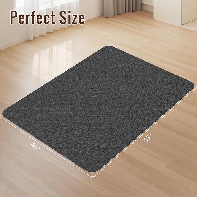 Wansimoo Office Chair Mat for Hardwood and Tile Floor, 40"x55" Floor Mat, Heavy Duty Computer Gaming Chair Mat, Anti-Slip, Non- Curve, Desk Chair Mat,Floor Protector for Home Office(Black)