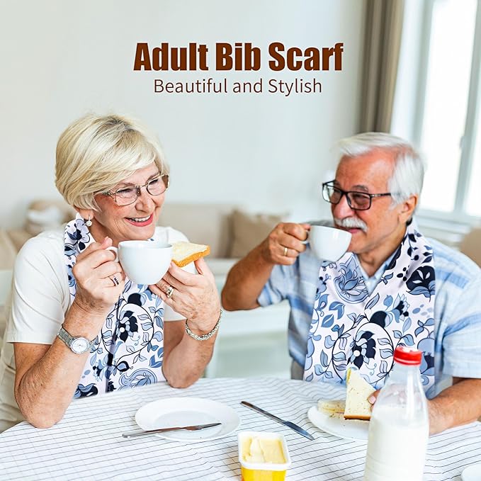 Tarpop Adult Bib Scarf Washable and Reusable Dining Clothing Protector Adult Bib for Elderly Senior Citizens Men Women Eating