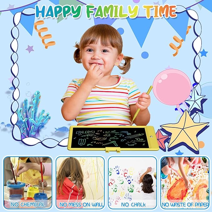PYTTUR LCD Writing Tablet for Kids 10 Inch Reusable & Erasable Drawing Pad Educational and Learning Toddler Writing Board Electronic Toys for Boys Girls(Yellow)