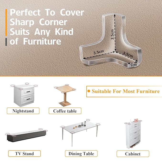 12 Pack Corner Protector, Clear Corner Guards Table Edge Protectors, Baby Safety Corner Bumpers Covers, Furniture & Sharp Corner Baby Proofing, T Shaped