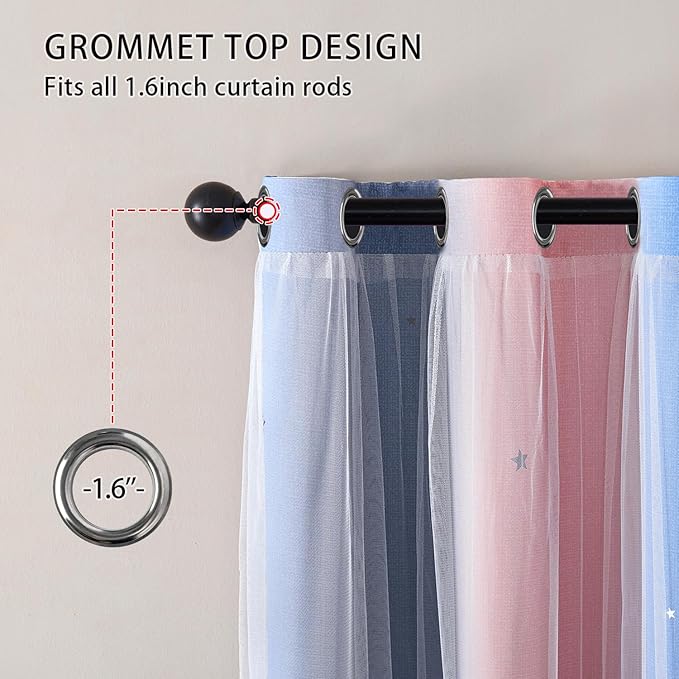 XiDi Blackout Curtains for Girls Bedroom Decor, Ideal for Kids Room with Unicorn Theme Princess Room Decor 84 inches Length Curtain 2 Panels Set Pink/Grey/Blue