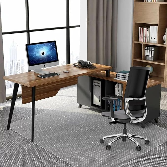 Office Chair Mat for Carpet Floors, Desk Mats 47"X59" for Rolling Desk on Low Pile Carpets, Rectangle Computer Gaming Plastic Floor Mats for Office Chair on Carpet, Flat Without Curling