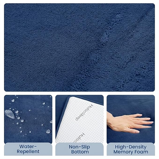 Baby Play Mat for Floor,1.3" Thick Memory Foam Tummy Time Mat,Soft Coral Velvet Nursery Rug,Extra Large Non Slip Crawling Mats for Living Room(Dark Blue)
