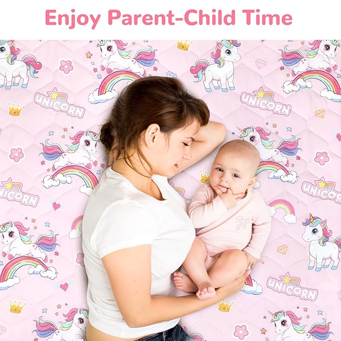 Baby Play Mat Toddler Playpen Mat 50 x 50 inch, Removable-Washable Cover,Extra Thick Foam Padding,Non-Slip Crawling Cushion for Infants, Toddlers & Babies Tummy Playing Time