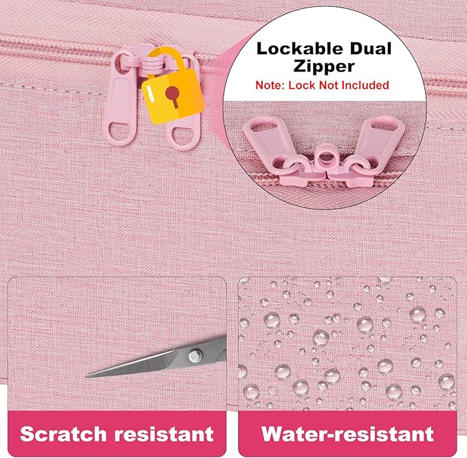Medicine Storage Bag,Double Layers Pill Bottle Organizer Bag Empty with Lockable Zipper&Adjustable Divider,Medication Travel Carrying Bag for Pills,Vitamins,Medical Supplies,Pink