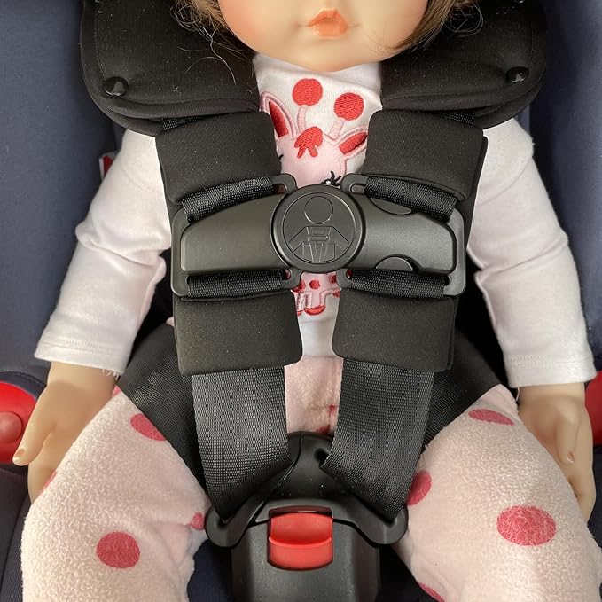 Universal Child Car Seat Chest Harness Clip Universal Safer Belt Clip Buckle Lock Stroller Chest Clip Adjustable Guard for Baby and Kids (Chest Clip and Pad Set-Black)