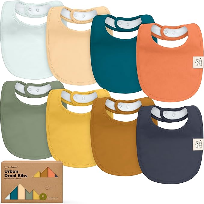 8-Pack Organic Baby Bibs for Boys, Girls - Soft Cotton Drooling and Teething Bibs for Baby Girl & Boy, Extra Absorbent, Easy to Clean & Put On for Toddler, Newborn, Infant 0-24 Months (Eclipse)