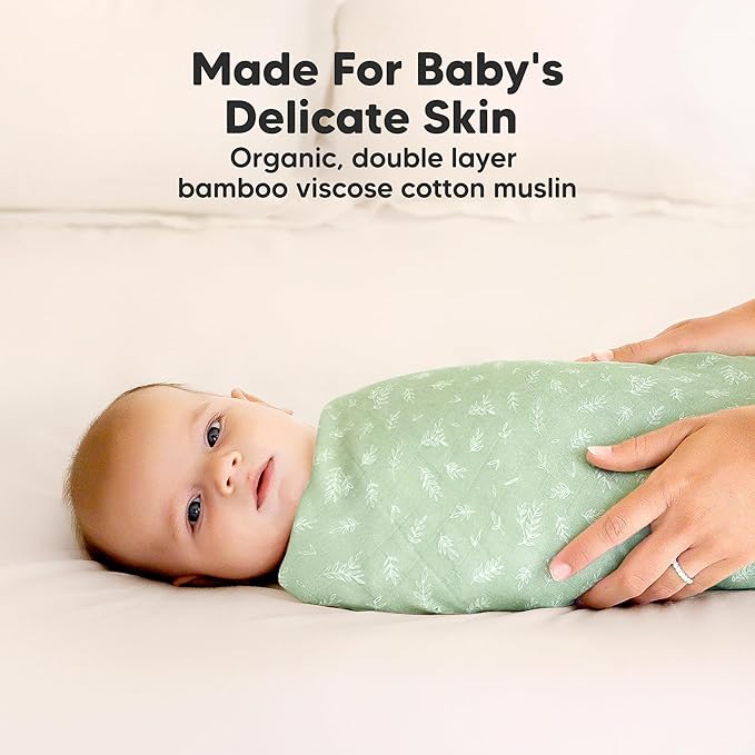 4-Pack Muslin Swaddle Blankets for Boys, Girls - Organic Baby Swaddles for Newborns, Soft & Breathable Receiving Baby Blankets for Girl, Boy, Neutral, Newborn Essentials Gift (Bloom)