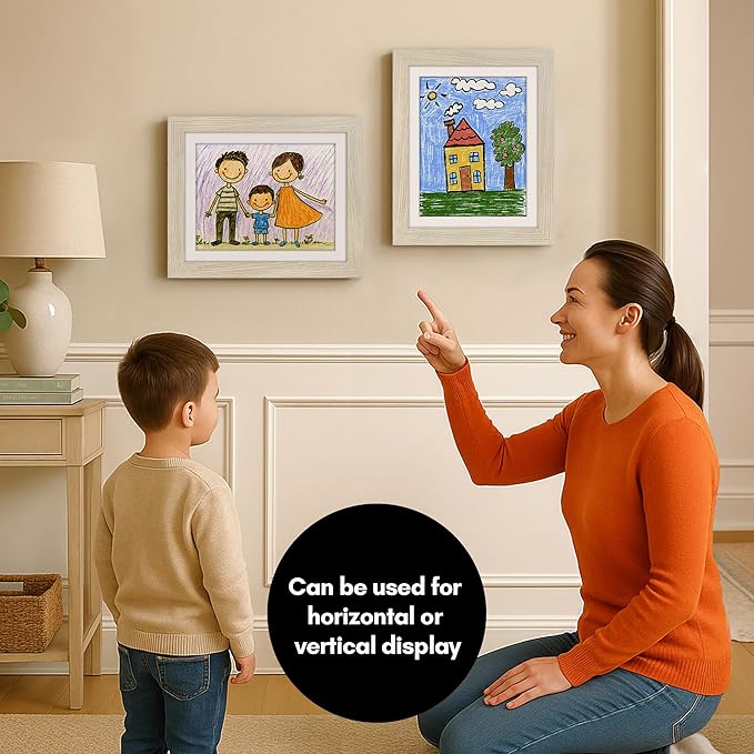Americanflat Kids Artwork Frame Changeable (Light Wood) - Magnetic Door Holds 100 Art Pieces - 8.5x11 Letter Size Display with Mat or 10x12.5 Without Mat - My Mini Masterpiece