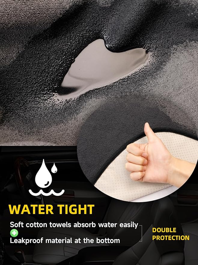 ZIMABLUE Terry Cloth Back Rear Seat Cover Gray Universal Waterproof Car Sport Towel Seat Cushion Sweat-Absorbent Towel Cloth Suitable for All Seasons Waterproof Beach Seat Cover