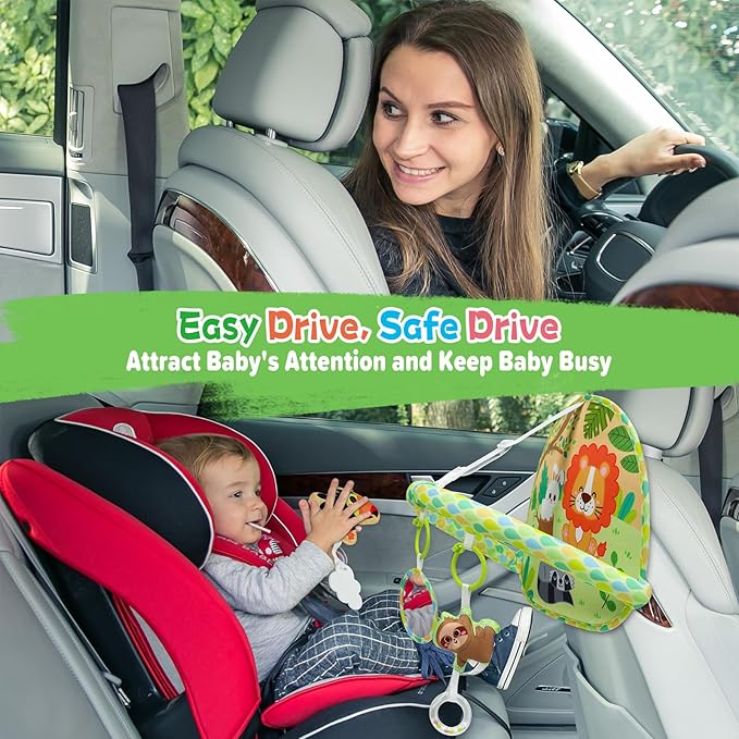 Dr.Rapeti Baby Car Seat Toy for Travel Rear Facing Double Sided Baby Travel Activity Car Seat Entertainment Toy Easy Drive Gift for Newborn Baby Infant