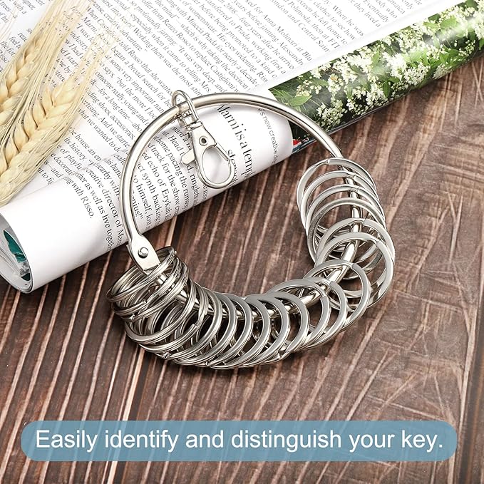 Patikil 3.4 Inch Dia Key Organizer Keychain, 1pcs Management Holder with 20 Rings for Office, Silver