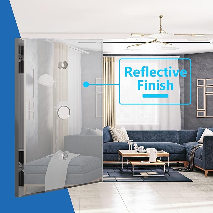 LIDER Reflective Acrylic 0.406" Diameter Hole Phone Cable Wall Plate, Mirrored Cable Plate, Acrylic Glass, Oversized 1-Gang 5.25" x 3.44", LWP-41O-ASV, Silver