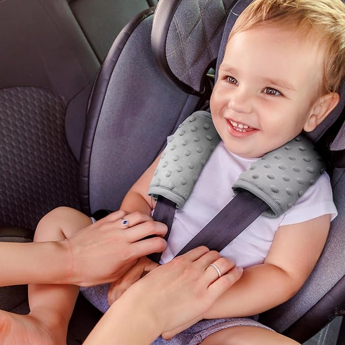 Pro Goleem Car Seat Strap Covers for Babies Soft Car Seat Strap Shoulder Pads for All Car Seats, Stroller, Pushcar, Gray