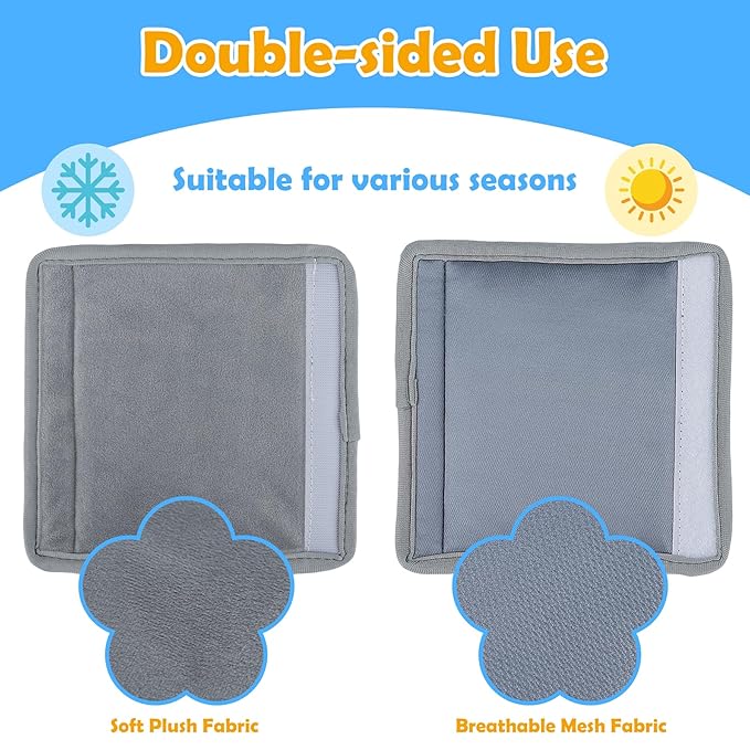 3 Pcs Car Seat Stroller Straps Pads for Baby, Newborn Soft Shoulder Strap and Crotch Covers, Universal Shoulder Straps Pads for Car Seat, Pushchair, High Chair (Grey)