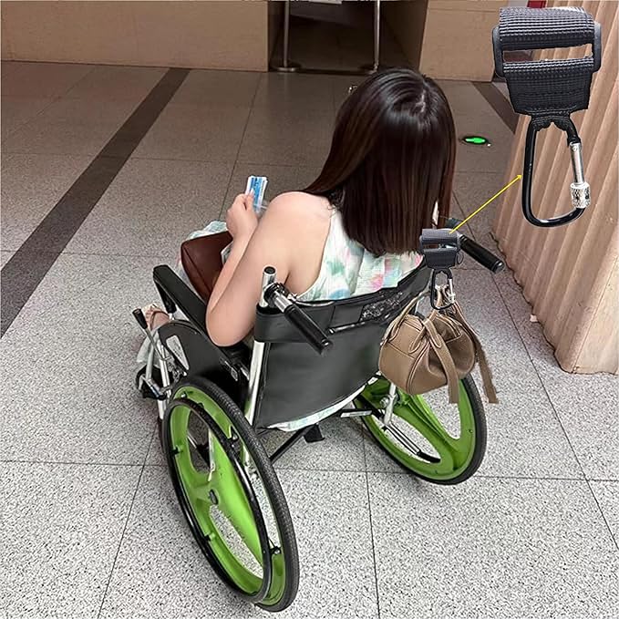 LIGHUFEIC 4 Pcs Walker Hook Hanging,Versatile Anti-Fall Off Stroller Hooks for Hanging Diaper Bags Walker Rollator Crutches Wheelchair, Purses, and Shopping, Hang It Anywhere You Need It(Black)