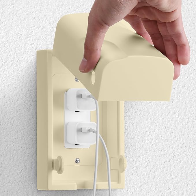 Bates - Baby Safety Outlet Cover Box, Light Almond, Outlet Covers Baby Proofing, Plug Covers for Electrical Outlets