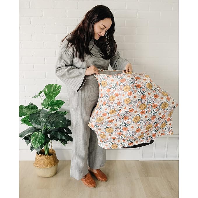 Konssy Baby Car Seat Covers- Multi-use Carseat Canopy for Babies, Stretchy Infant Carseat Cover Boy, Shower Gifts for Unisex Boys and Girls