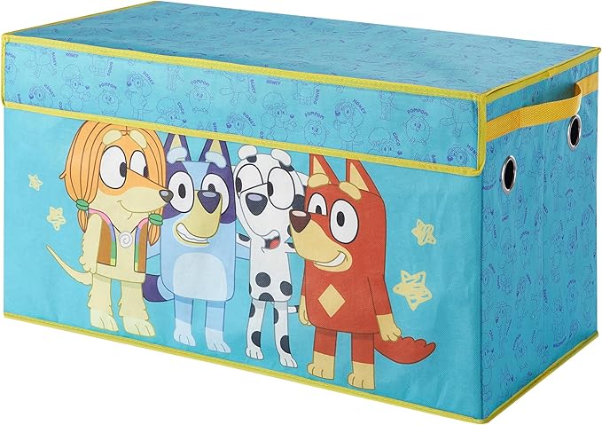 Bluey Collapsible Storage Trunk Durable Fabric Chest with Soft Lid, 28.5"x14.5"x16",Kids Room Organizer