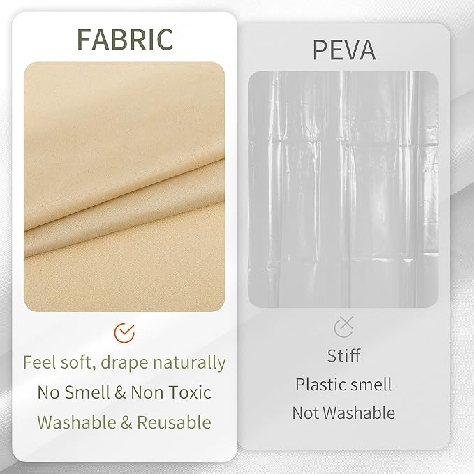 ALYVIA SPRING Long Fabric Shower Curtain Liner Waterproof - 72" W x 78" L, Soft & Lightweight Long Shower Curtain with 3 Magnets, Machine Washable - 72x78, Khaki