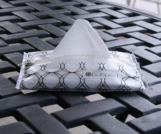 Butipods Bitty Reusable Stay Moist Wet Wipe Pouch | Slim Case Travel Holder | Great for Hand and Face Wipes | Set of 2 (Bitty | mini size | Black and Clear)
