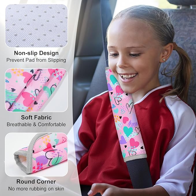 Seat Belt Cover Pad for Baby, Soft Seatbelt Cushion Covers for Kids 2Pcs Car Seat Strap Shoulder Pads for All Car Seats, Stroller, High Chair