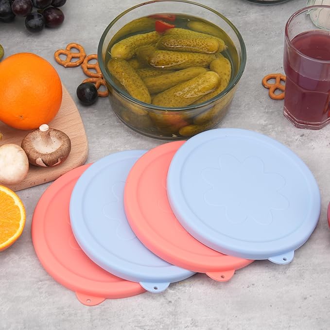 LUVCOSY 4 Cup Silicone Replacement Lids Storage Cover for Anchor Hocking Glass Bowls (Container not Included) 4 Pack Microwave, Dishwasher and Freezer Safe