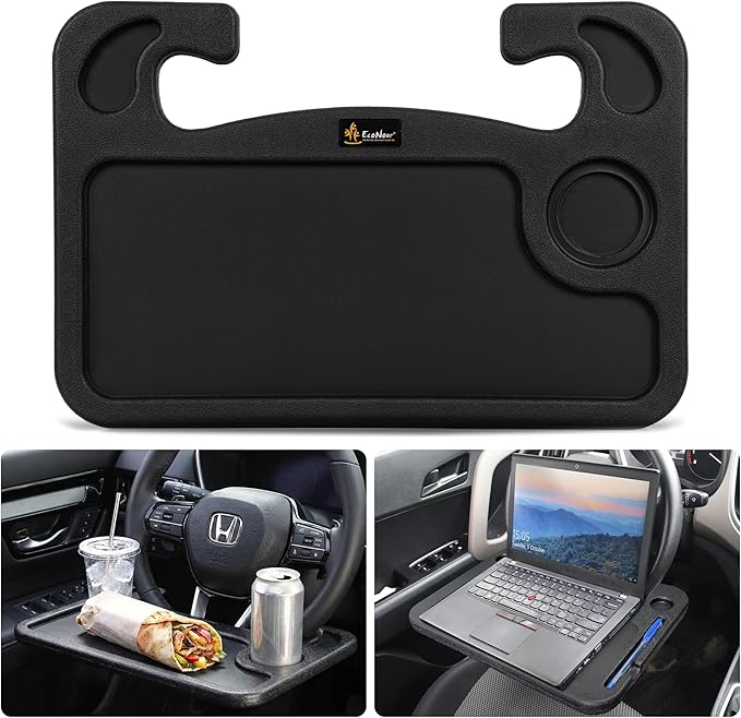 EcoNour Steering Wheel Desk Tray Compatible for Honda CRV 2023-2026 | Car Laptop Mount Tray with Pen Holder | Food & Drink Holder | Multipurpose Travel Car Accessories