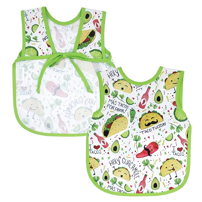 BapronBaby Taco Party Bapron - No Neck Tie Safer Bib for Baby & Toddler - Soft Waterproof Stain Resistant - Machine Washable - Sz Preschool 3-5yrs