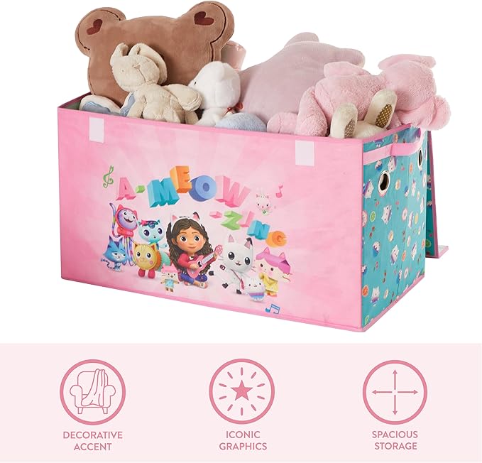 Idea Nuova Gabbys Dollhouse Collapsible Childrens Storage Trunk, Durable with Soft Lid, 28.5"x14.5"x16"