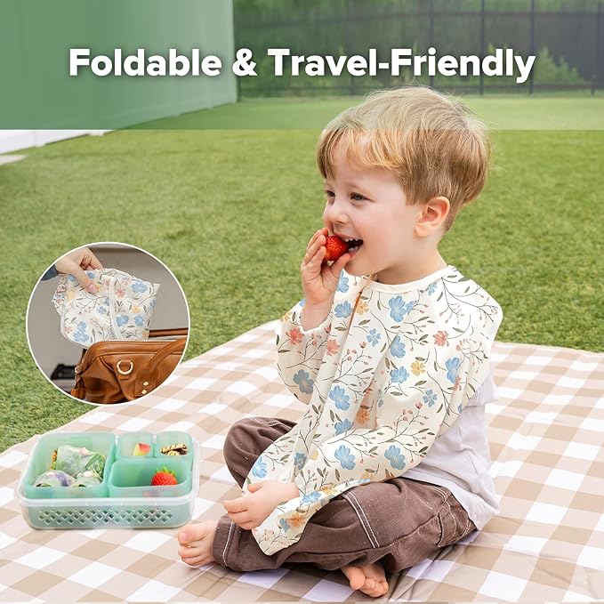 haakaa Long Sleeve Baby Bib, Waterproof & Adjustable Baby Smock Bib for Eating, Painting & Play, Easy Wipe Clean, 6–24M