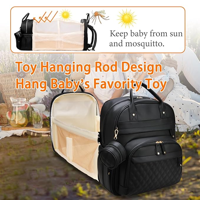 Baby Diaper Bags with Changing Station, Waterproof Diaper Bag Backpack for Moms Dads with USB Charging Port, Baby Shower Gifts, Large Capacity diaper backpack, Black