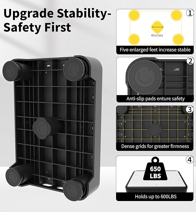 5-Level Adjustable Step Stool, 700 LBS Capacity Safety Bed Step for Seniors, Exercise Setp Platform, Portable Stair Assist for Elderly, Wide Step up for Kitchen, Car, Bedside & Shower, White