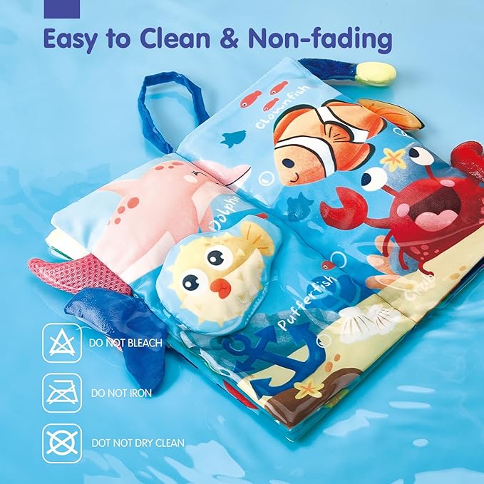 hahaland Baby Toys 0-6 Months - Crinkle Books for Babies 2-Pack, Soft Cloth Sensory Touch Feel Book 6-12 Months Infant Tummy Time Toys 0-3 Month Newborn Boys Valentines Gifts Easter Basket Stuffers