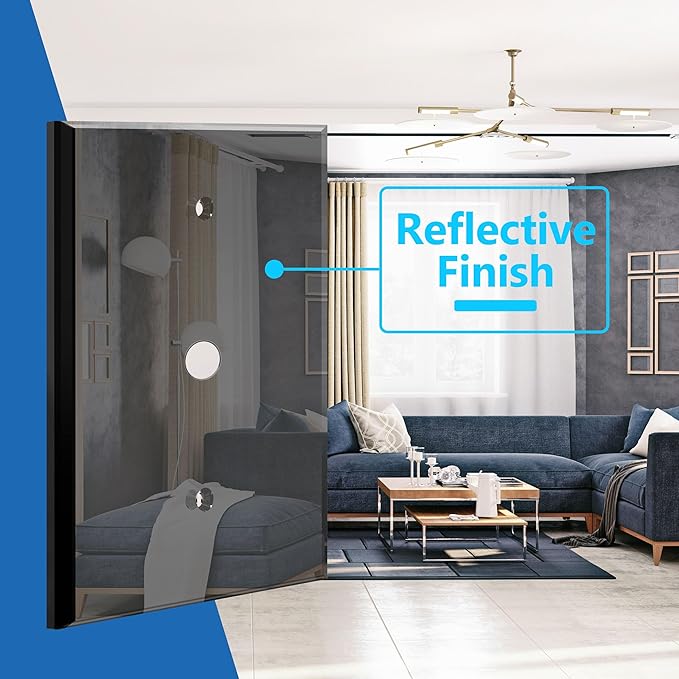 LIDER Reflective Acrylic 0.406" Diameter Hole Phone Cable Wall Plate, Mirrored Cable Plate, Acrylic Glass, Oversized 1-Gang 5.25" x 3.44", LWP-41O-ABK, Black