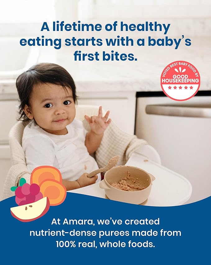 Amara Organic Baby Food - Stage 3 - Black Bean & Sweet Corn - Baby Cereal to Mix With Breastmilk, Water or Baby Formula - Shelf Stable Baby Food Pouches Made from Organic Veggies - 10 Pouches, 3.5oz Per Serving