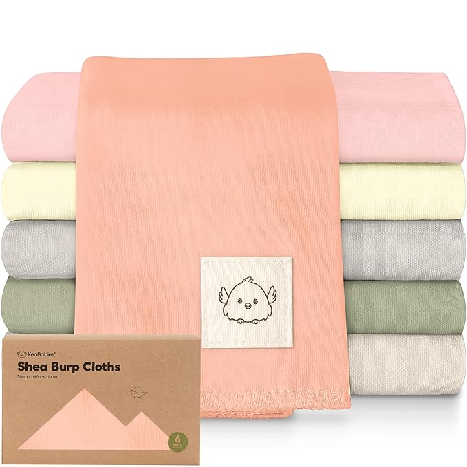 Organic Burp Cloths Baby Boy, Girl - 6-Pack Large 100% Cotton Burping Cloths for Babies, Spit Up Rags, Super Absorbent, Ultra Soft Newborn Rag, Gender Neutral, Machine Washable, Durable (Embrace)
