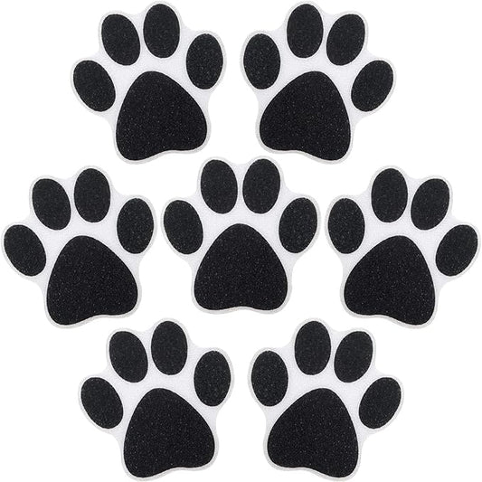 Mudder 20 Pcs Non Slip Bathtub Sticker Cute Anti Slip Shower Sticker Adhesive Black Grey Pink Paw Decal Safety Traction Grip Treads Appliques for Bathtub Pool Boat Stair Shower Floor