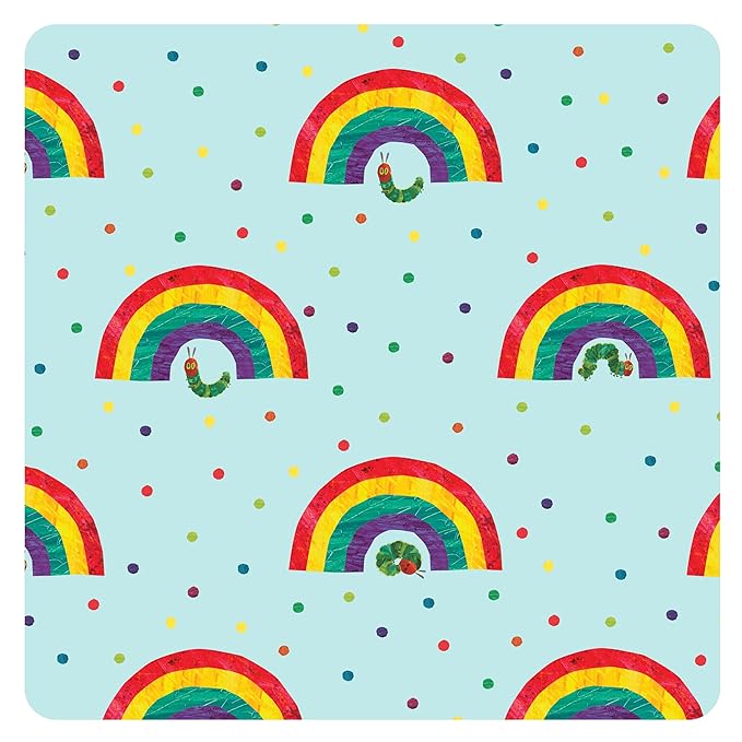 BapronBaby Eric Carle Rainbow Caterpillar Splash Mat - Waterproof Catch-All for Under High Chairs, Floors, Tables, Playtime or Arts & Crafts - Machine Washable - 45" x 45”