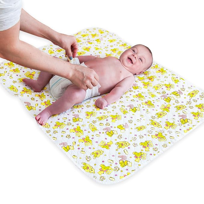 Baby Changing Mat - 31,5 x 25,5 inch Waterproof Portable Travel Changing Pad - Wipeable Liners with Reinforced Double Seams - Change Diaper On The Go - Foldable Large Baby Nappy Changer Mat