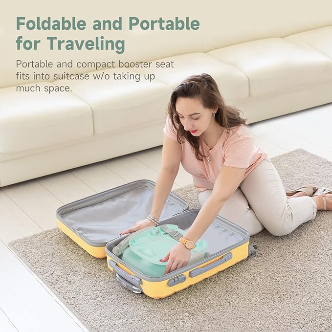 YOLEO Baby High Chair Booster Seat for Dining Table, Foldable High Chairs with Adjustable Heights, Travel Booster Seat with Removable Tray