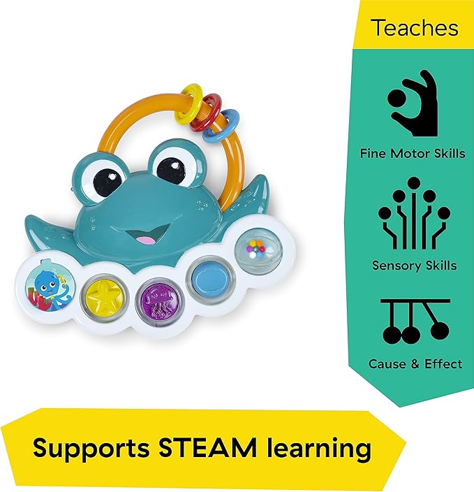 Baby Einstein Ocean Explorers Neptune’s Busy Bubbles Sensory Activity Toy, with Interactive Lights and Music, Ages 3+ Months