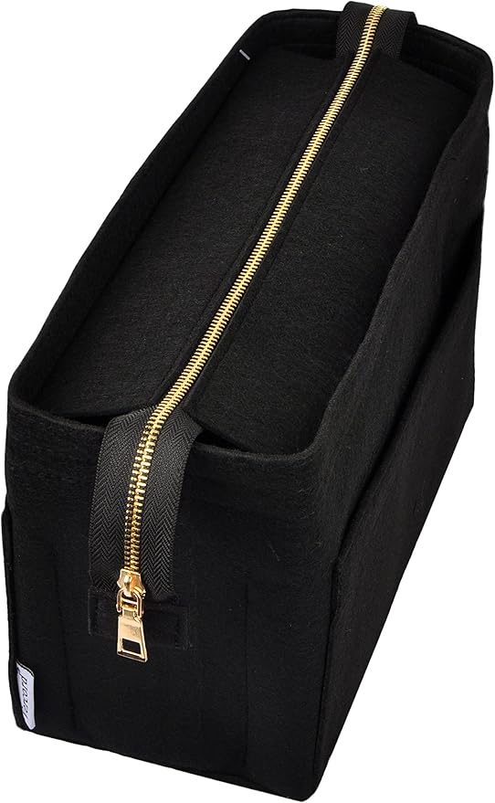 Vercord Felt Zipper Handbag Tote Purse Duffel Backpack Organizer Insert Black Medium