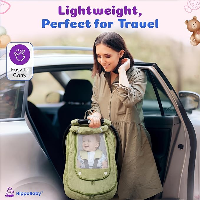 Car Seat Cover for Babies with 100% Cotton Muslin Material | Breathable Carseat Cover for Boys and Girls | Infant Car Seat Canopy for Boys and Girls (Arrows)