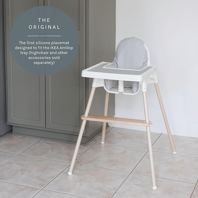 Yeah Baby Goods Placemats Compatible w/Antilop High Chair (Stone Grey) - Slip-Resistant & Food-Grade Silicone High Chair Mat - Easy Clean High Chair Accessory