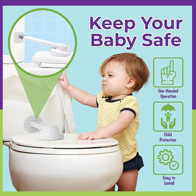 Mars Baby Child Safety Toilet Seat Lock - Easy to Install and Use Toilet Lock, Baby Proof Your Bathroom - Easy Install No Tools Needed - Fits Most Toilets - 1 Pack