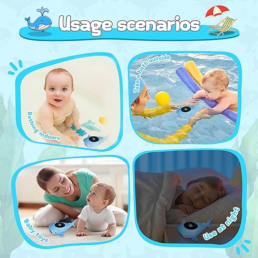 Baby Bath Thermometer with Floating Toys - Digital Water & Room Temperature Monitor, Rechargeable Thermometer with Alerts for Newborn Bath Essentials, Infant Safety
